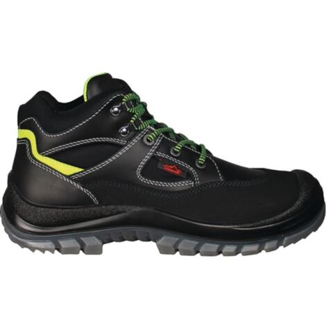 Stivali di sicurezza Tibet, taglia 46, nero/verde neon, S3, EN20345, in pelle