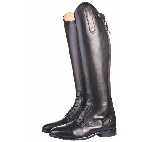 Stivali equitazione in pelle per bambini modello Valencia XS piede snello e gambale corto: 35, nero 9100