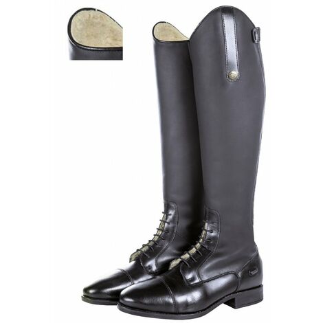 Stivali equitazione in pelle sintetica con interno peluche e suola in cuoio modello Sevilla per donna e bambino polpaccio standard: 39, Nero