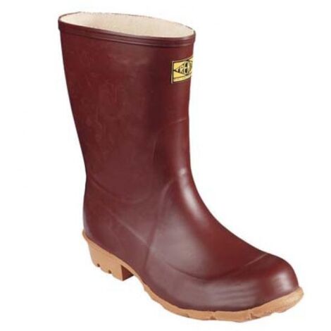 Stivali in Gomma Naturale Calandrata - Tronchetto Foderato - Marrone 45 - Marrone