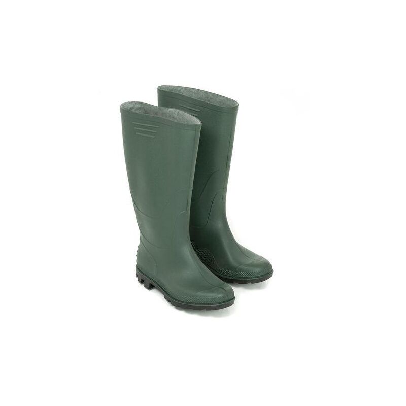 Stivali impermeabili alti altezza ginocchio in PVC verde, con suola antiscivolo nera -37
