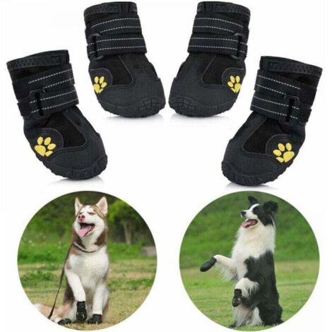 Stivali protettivi per cani, 1 paio di scarpe impermeabili per cani di taglia media e grande - Nero