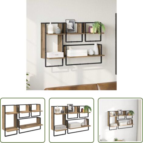Stoccaggio a parete -  Set mensole da parete 4 pcs Rovere artigianale 65 x 25 x 30 cm