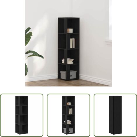 Stoccaggio angolare -  Mensole angolari Rovere Nero 33 x 33 x 132 cm Legno multistrato