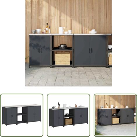 Stoccaggio cucina -  Set di Stoccaggio per Cucina con lo scaffale 3 pcs Antracite