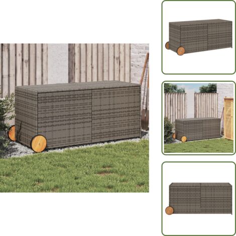 Stoccaggio esterno - vidaXL Contenitore da Giardino con Ruote Grigio 283L in Polyrattan - Cuscini da giardino