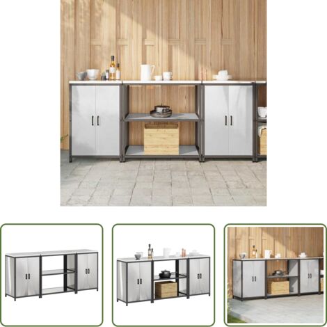 Stoccaggio in acciaio -  Set di Stoccaggio per Cucina 3 pcs Argento Acciaio inossidabile