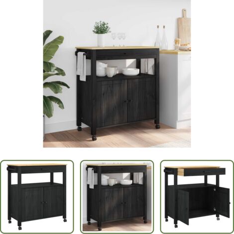 Stoccaggio in cucina -  Carrello da Cucina MONZA Nero 84 x 40 x 88,5 cm