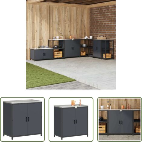 Stoccaggio in cucina -  Stoccaggio in cucina Antracite 60 x 50 x 92 cm Acciaio