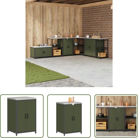 Stoccaggio in cucina -  Stoccaggio in cucina Verde oliva 60 x 50 x 92 cm Acciaio