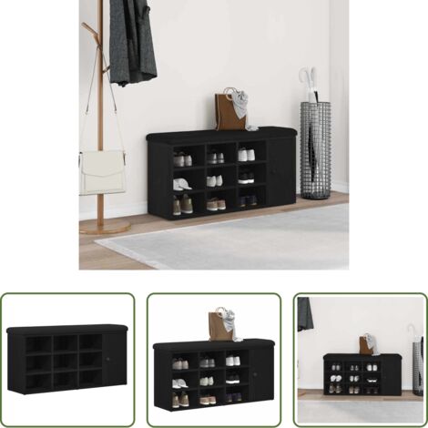 Stoccaggio salotto -  Panchina con contenitore Rovere Nero 102 x 32 x 50 cm