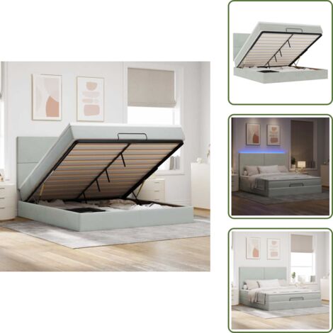 Stoccaggio sotto il letto - vidaXL Struttura Letto Pouf con Materassi 160x200 cm in Velluto - Coprimaterasso lavabile