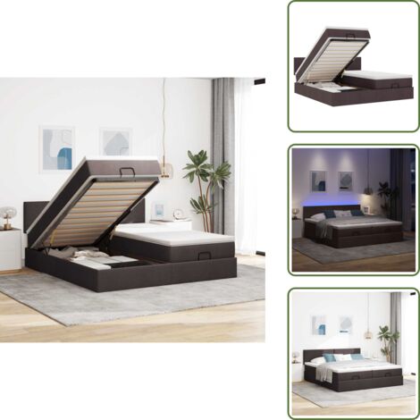 Stoccaggio sotto il letto - vidaXL Struttura Letto Pouf con Materassi 180x200 cm in Tessuto - Coprimaterasso lavabile