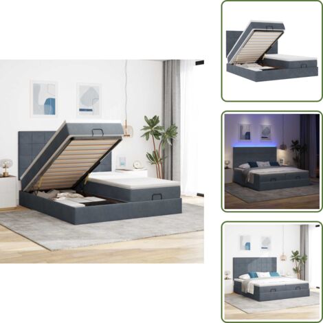 Stoccaggio sotto il letto - vidaXL Struttura Letto Pouf con Materassi 180x200 cm Velluto - Coprimaterasso lavabile