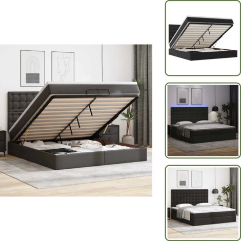 Stoccaggio sotto il letto - vidaXL Struttura Letto Pouf con Materassi Nero 200x200 cm Similpelle - Coprimaterasso