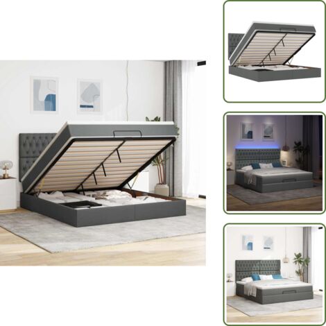 Stoccaggio sotto il letto - vidaXL Struttura Letto Pouf con Materasso 180x200 cm in Tessuto - Coprimaterasso