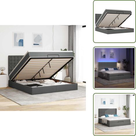 Stoccaggio sotto il letto - vidaXL Struttura Letto Pouf con Materasso 180x200 cm in Tessuto - Coprimaterasso lavabile