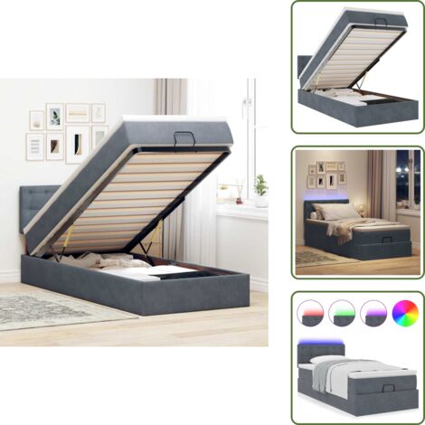 Stoccaggio sotto il letto - vidaXL Struttura Letto Pouf con Materasso 180x200 cm in Velluto - Coprimaterasso
