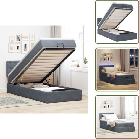 Stoccaggio sotto il letto - vidaXL Struttura Letto Pouf con Materasso 90x190 cm in Velluto - Coprimaterasso