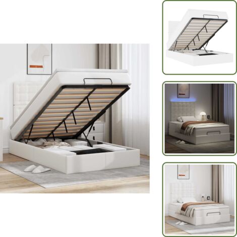 Stoccaggio sotto il letto - vidaXL Struttura Letto Pouf con Materasso Bianco 120x200 cm Similpelle - Coprimaterasso