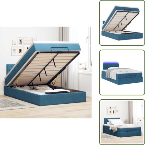 Stoccaggio sotto il letto - vidaXL Struttura Letto Pouf con Materasso Blu Scuro 120x200 cm Velluto - Coprimaterasso
