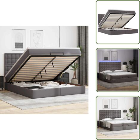Stoccaggio sotto il letto - vidaXL Struttura Letto Pouf con Materasso Grigio 180x200 cm Similpelle - Coprimaterasso