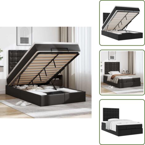 Stoccaggio sotto il letto - vidaXL Struttura Letto Pouf con Materasso Nero 120x200 cm Similpelle - Coprimaterasso