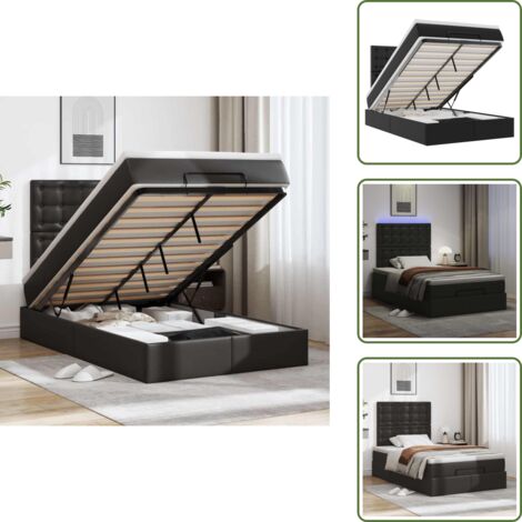 Stoccaggio sotto il letto - vidaXL Struttura Letto Pouf con Materasso Nero 120x200 cm Similpelle - Coprimaterasso