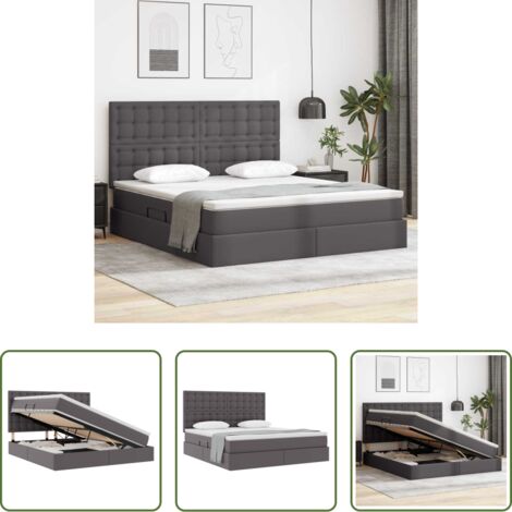 Stoccaggio sotto letto -  Letto con Contenitore Grigio 180 x 200 cm Pelle Sintetica