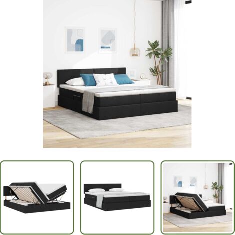 Stoccaggio sotto letto -  Letto con Contenitore Nero 180 x 200 cm Pelle Sintetica