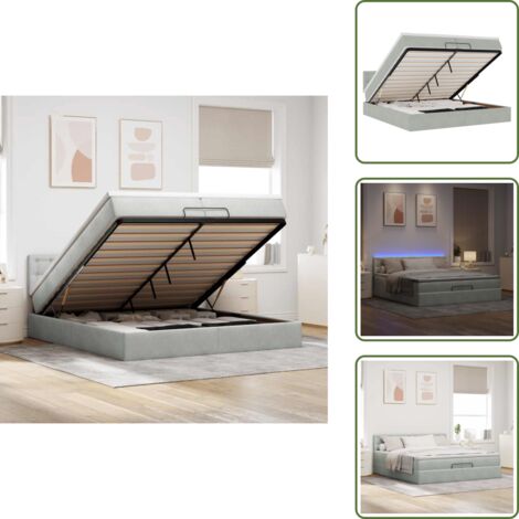 Stoccaggio sotto letto - vidaXL Struttura Letto Pouf con Materassi 200x200 cm Velluto - Luci a LED