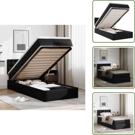 Stoccaggio sotto letto - vidaXL Struttura Letto Pouf con Materasso Nero 90x190 cm Similpelle - Coprimaterasso