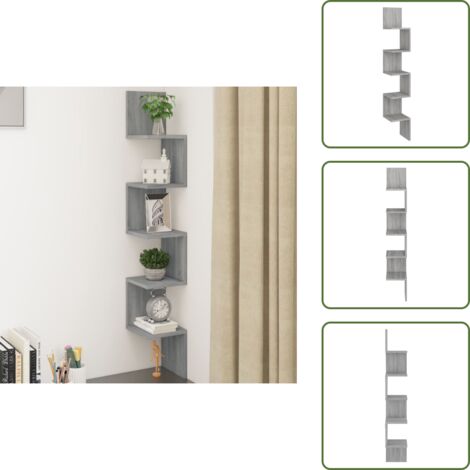 Stoccaggio - vidaXL Mensola Angolare Grigio Sonoma 20x20x127,5 cm Truciolato - Esposizione