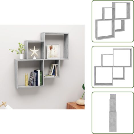 Stoccaggio - vidaXL Mensola Muro Cubo Grigio Cemento 80x15x78,5cm Legno Multistrato - Armadio in legno
