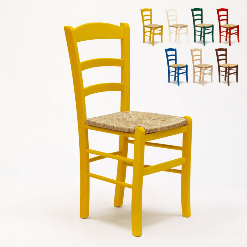 

Stock 20 Sillas de Madera Diseño Vintage Paesana para cocina y posada | Amarillo