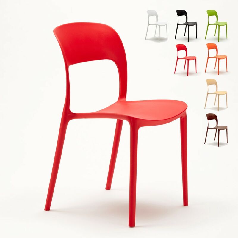Lot de 24 Chaises pour restaurant et bar en polypropylène | Rouge