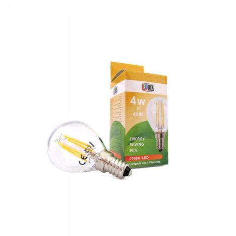 Stock 4 Lampade Filo Led Con Filamento E14 G45 4W 360 Gradi Bianco Caldo 2700K Bulbo Globo Piccolo Sfera