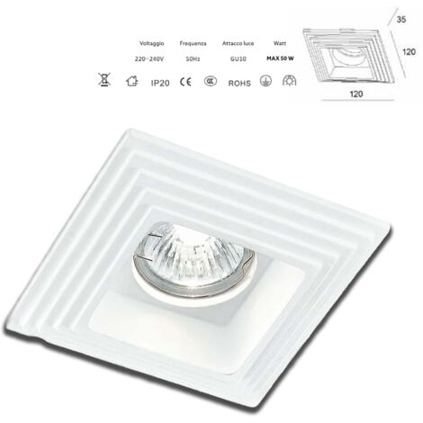 STOCK Portafaretto In Gesso Ceramico spirale  120x120mm  35W GU10 IP20
