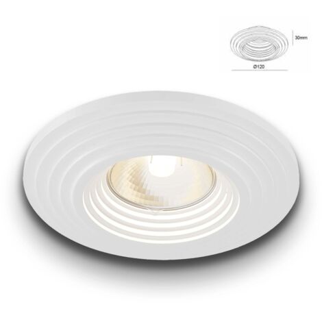 STOCK Portafaretto In Gesso Ceramico spirale ad incasso Diametro 120  35W GU10 IP20