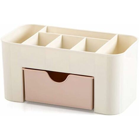 Stockage de bureau stand, maquillage Organisateur superposable cosmétiques rangement avec tiroirs Coiffeuse Salle de bain Bureau Bureau de comptoir pour stylos affichage de bijoux (rose) - MODOU