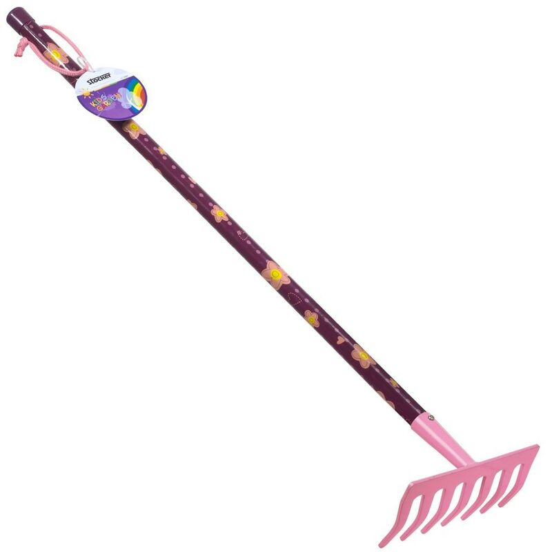 Râteau Stocker 78 cm 7 dents couleur rose KIDS GARDEN