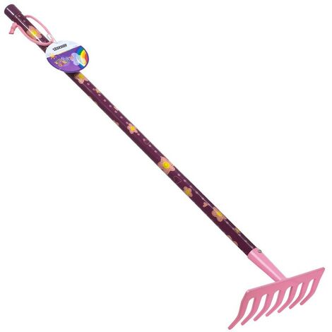 Stocker Rechen 78 cm 7 Zähne rosa Farbe KIDS GARDEN