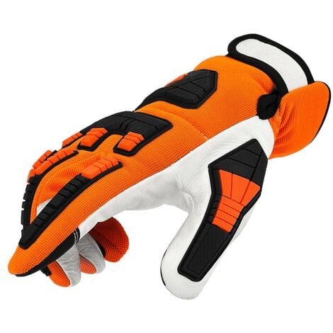 Stocker Schnittschutzhandschuhe für Kettensäge 12/XXL orange, aus Leder