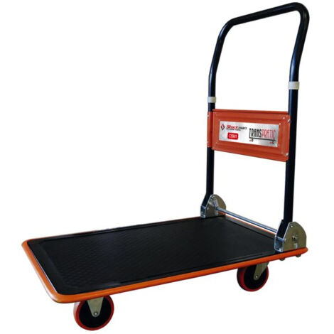 Stockman - Chariot timon rabattable capacité 300 Kg roues en caoutchouc Ø 130 mm - TRANSPRATIC