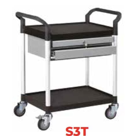 Stockman - Servante 250 kg 3 plat. 680x450 + 2 tiroirs - S3T