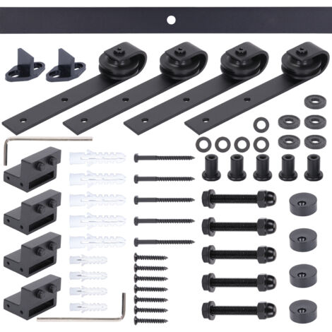 STOEX 2M Binario Kit di Riel Sospeso Porta Scorrevole Doppia J, Industriale Ferramenta per Porta Sospesa in Legno Sistema Porta con Rotelle Riel