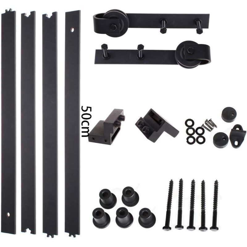 2M Quincaillerie Kit de Rail Suspendu Porte Coulissante Ensemble Industriel Hardware kit pour Porte Suspendue en Bois Système de Porte avec Roulettes
