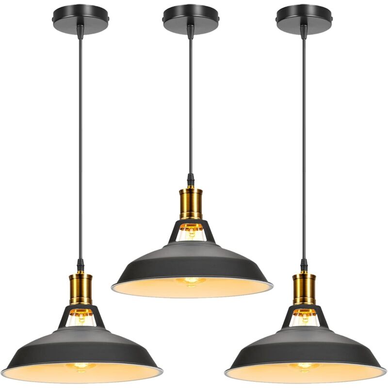 Stoex – Lustre industriel vintage 27,5cm – Métal noir et blanc – Corde ajustable 100cm – Culot E27 pour salon, cuisine, chambre Stoex – Lustre industriel vintage 27,5cm – Métal noir et blanc – Corde ajustable 100cm – Culot E27 pour salon, cuisine, chambre