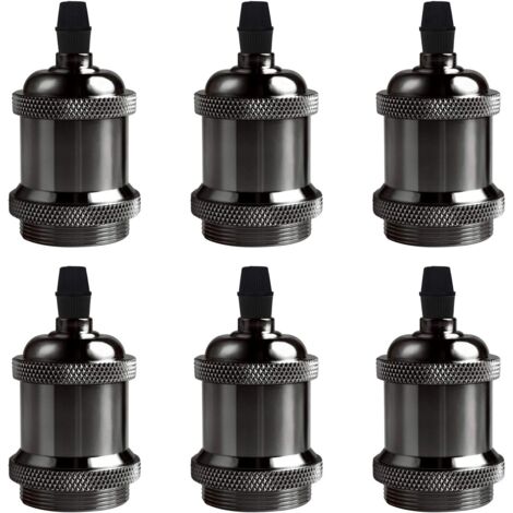 STOEX 6x E27 Vintage Portalampada, Edison Retro Lampada a Sospensione , Attacco Lampada in Grigio