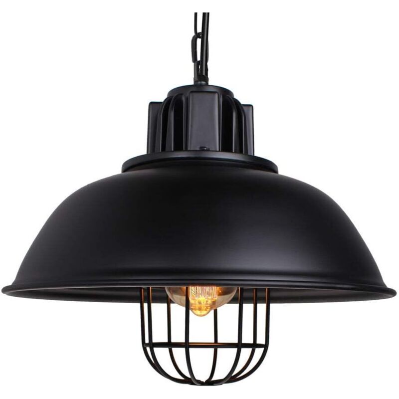 STOEX Industrial Lámpara de Suspensión Abajur de Metal 33cm E27 para Salón Cocina Bar Loft (Negro)